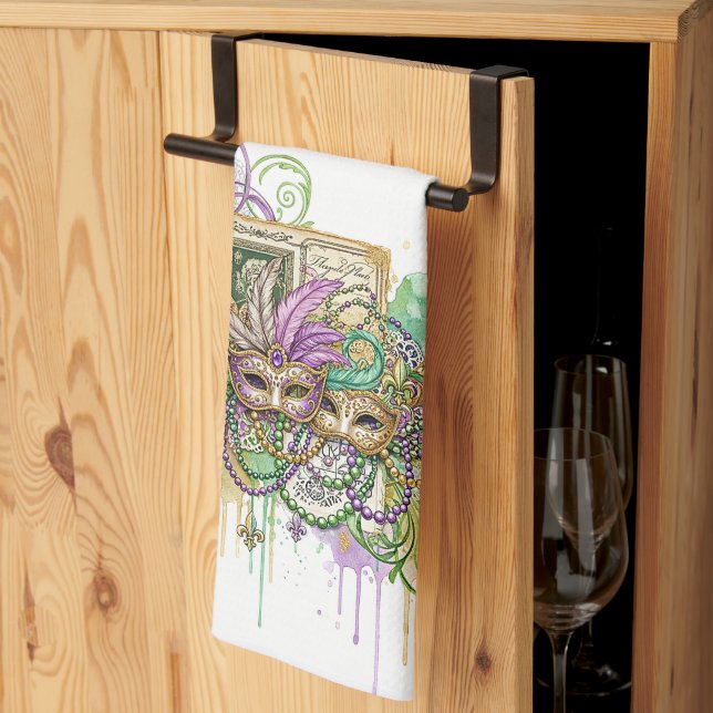 Paño De Cocina Splatter Mardi Gras collage (Pliegue de tercios)