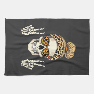 Paño De Cocina Spookon Skeleton Skull Leopard Halloween Mom