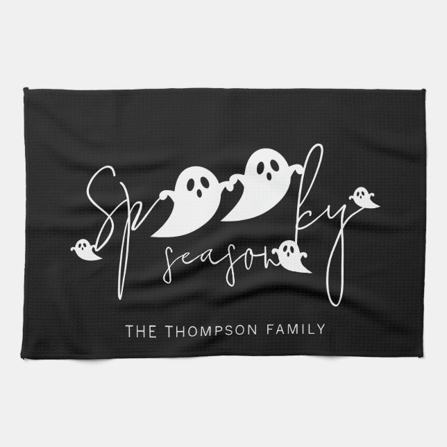 Paño De Cocina Spookone Season Text Y White Ghosts Halloween (Horizontal)