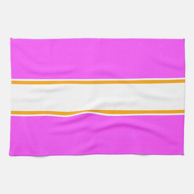 Paño De Cocina Sporto Tropical Rosa Amarillo Blanco Carreras Raya (Horizontal)