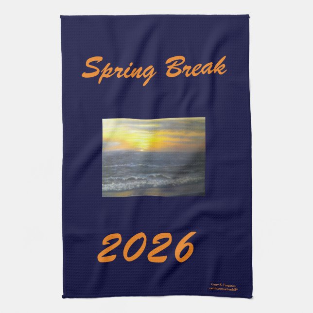 PAÑO DE COCINA "SPRING BREAK 2026 OCEAN SUNSET KITCHEN TOWEL" (Vertical)