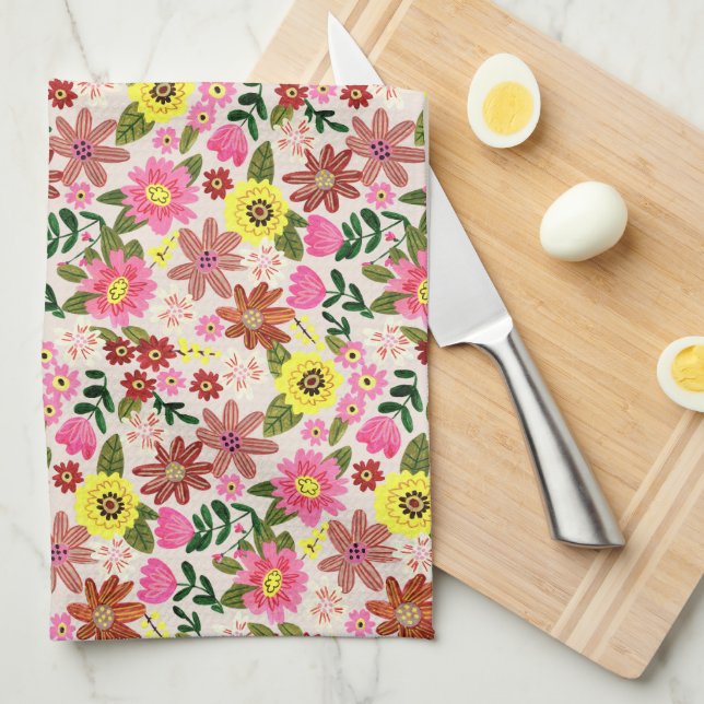Paño De Cocina Spring Floral Garden Easter Kitchen Tea  (Doblado Cuarto)