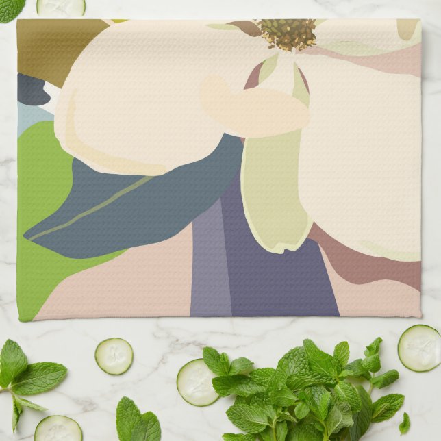 Paño De Cocina Spring Magnolia Color Blocks Florist  (Doblado)