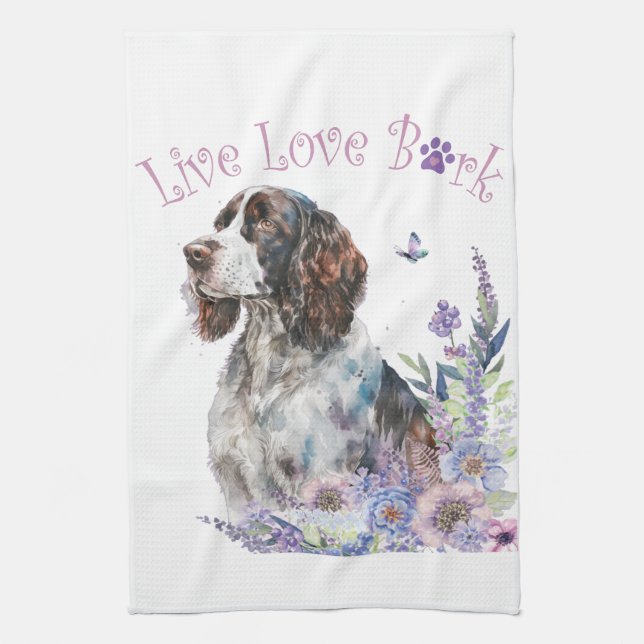 Paño De Cocina Springer Spaniel Dog Mom Floral (Vertical)