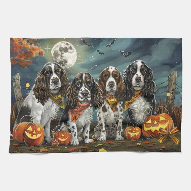 Paño De Cocina Springer Spaniel Halloween Spooky (Horizontal)