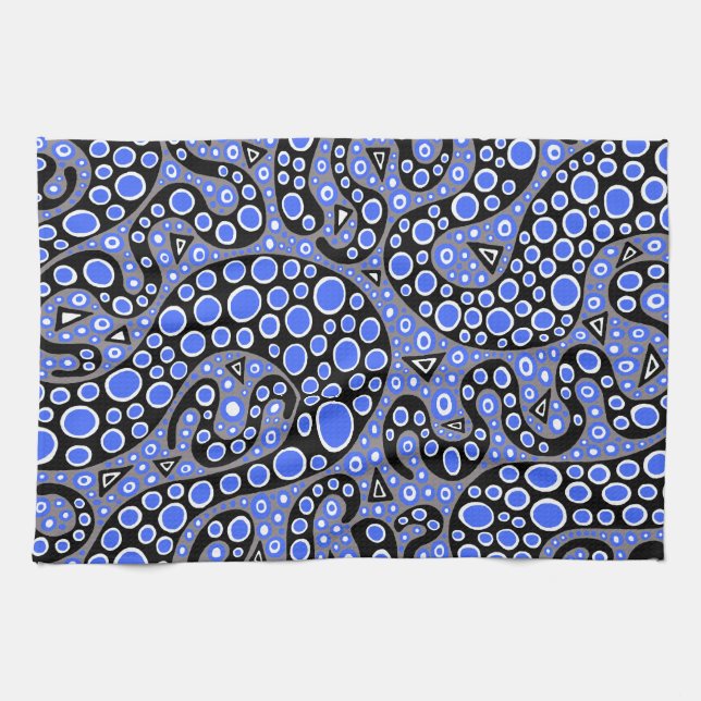 Paño De Cocina Squiggles azules eléctricos (Horizontal)