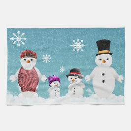 Paño De Cocina Sr.&Mrs. Snowman y su familia en Navidades