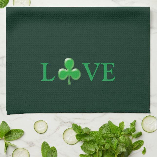 Paño De Cocina St. Patrick's Day Irish Love Green Clover Shamrock (Doblado)