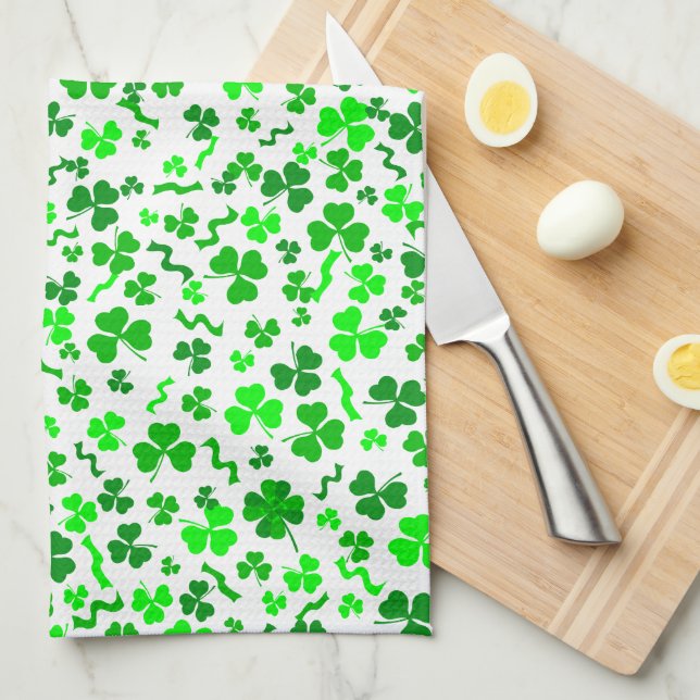 Paño De Cocina St Patrick's Day Lucky Shamrocks Confetti Pattern (Doblado Cuarto)