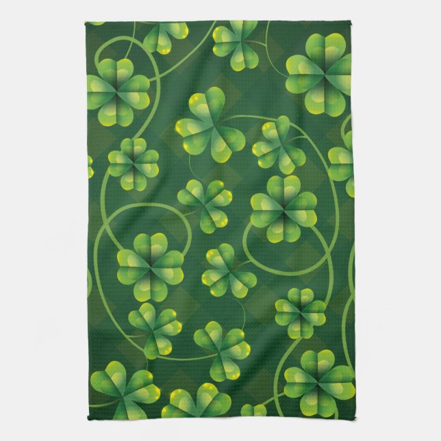 Paño De Cocina St. Patrick's Day Shamrock Plaid (Vertical)