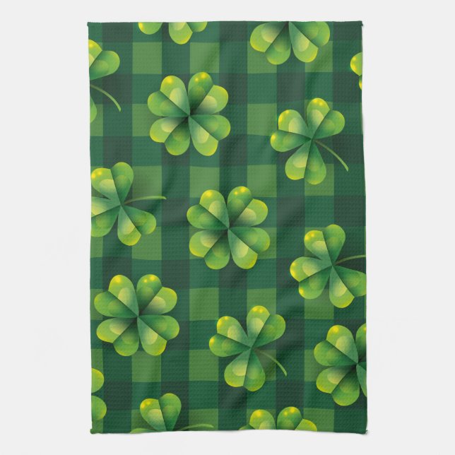 Paño De Cocina St. Patrick's Day Shamrock Plaid (Vertical)