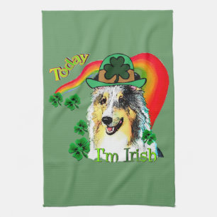 Paño De Cocina St Patricks del perro pastor de Shetland