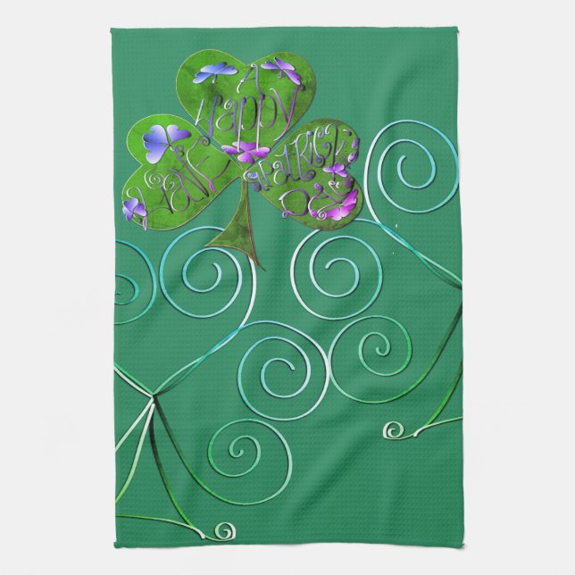 Paño De Cocina St. Patrick's Teal Kitchen Towels (Vertical)