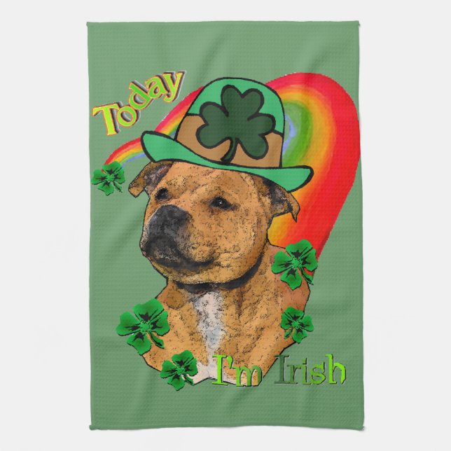 Paño De Cocina Staffordshire Bull Terrier St Patricks (Vertical)