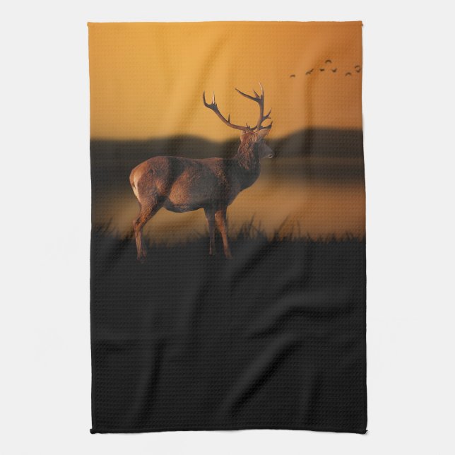Paño De Cocina Stag Sunrise Misty Morning Deer (Vertical)