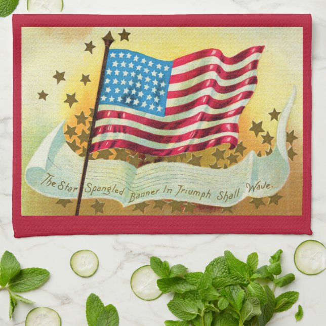 Paño De Cocina Star Spangled Banner American Flag Kitchen Towel (Doblado)