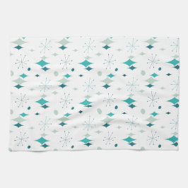 Paño De Cocina Starburst Mid Century Patrón moderno Aqua Verde az