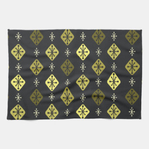 Paño De Cocina Starbursts Diamonte Amarillo Negro