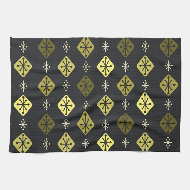 Paño De Cocina Starbursts Diamonte Amarillo Negro (Horizontal)