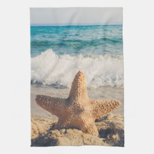 Paño De Cocina Starfish en una foto de una playa de arena