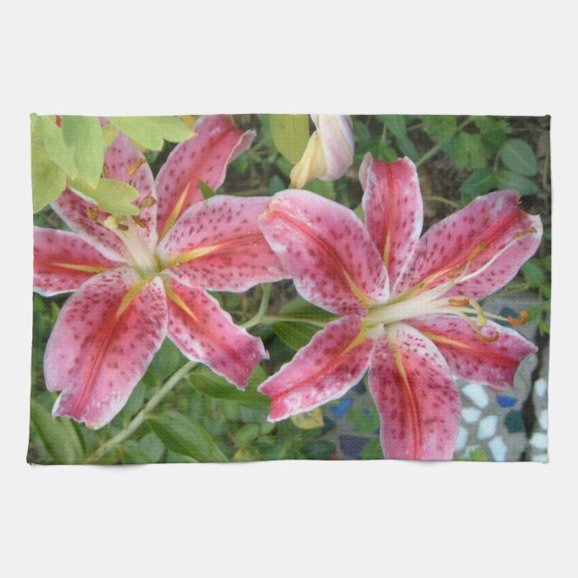 Paño De Cocina Stargazer Lilies Garden Floral (Horizontal)