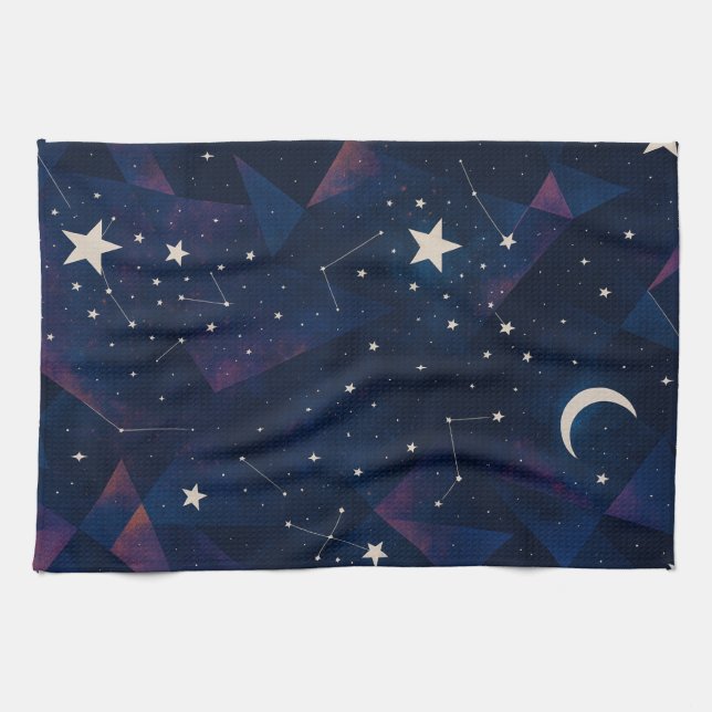 Paño De Cocina Starry Constellation Sky - Patrón nocturno celesti (Horizontal)