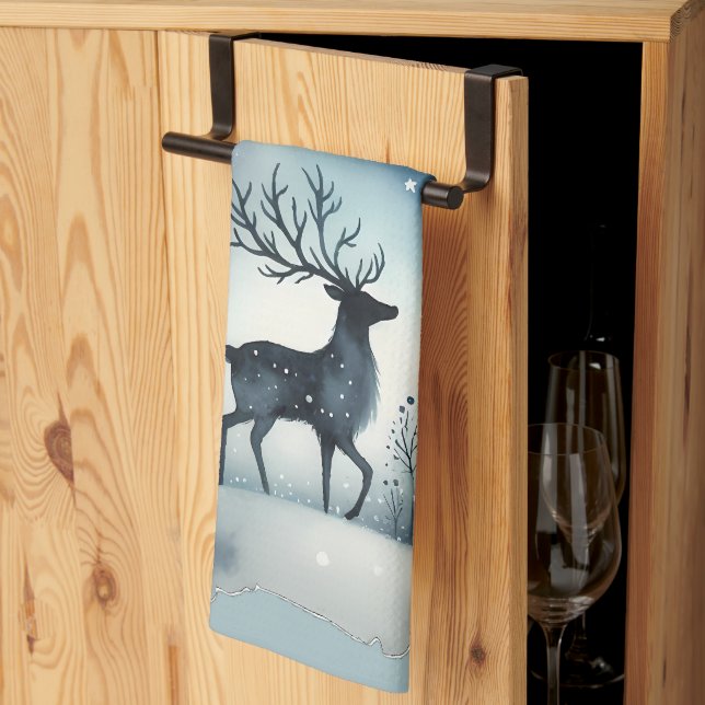 Paño De Cocina Starry Winter Night Deer  (Pliegue de tercios)