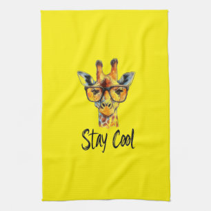Paño De Cocina Stay Guay - Giraffe con Ilustracion de gafas de so