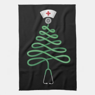 Paño De Cocina Stethoscope Árbol de Navidad Enfermera Bata de Nav