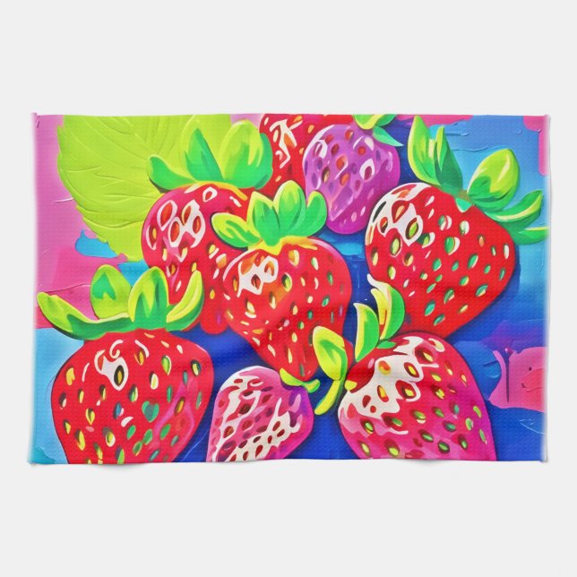 Paño De Cocina Strawberries de Pop Art (Horizontal)