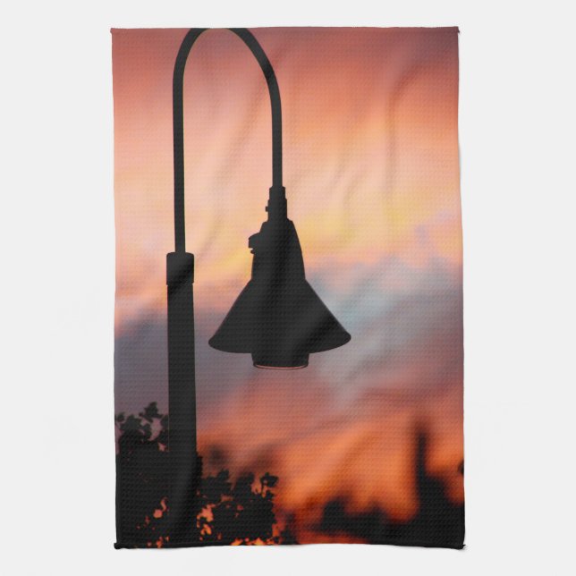 Paño De Cocina Streetlight Silhouette Sunset Twill Cotton Kitchen (Vertical)