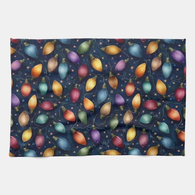 Paño De Cocina String Of Colorful Christmas Lights  (Horizontal)