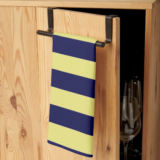 Paño De Cocina Stripes in Navy Blue and Yellow (Pliegue de tercios)