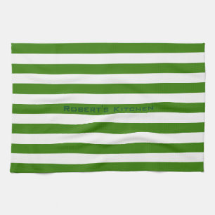 Paño De Cocina STRIPES Verde ajustable con nombre