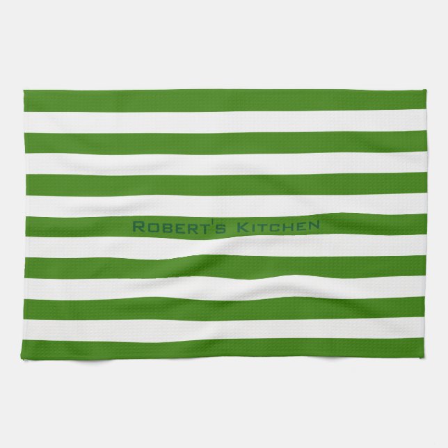 Paño De Cocina STRIPES Verde ajustable con nombre (Horizontal)