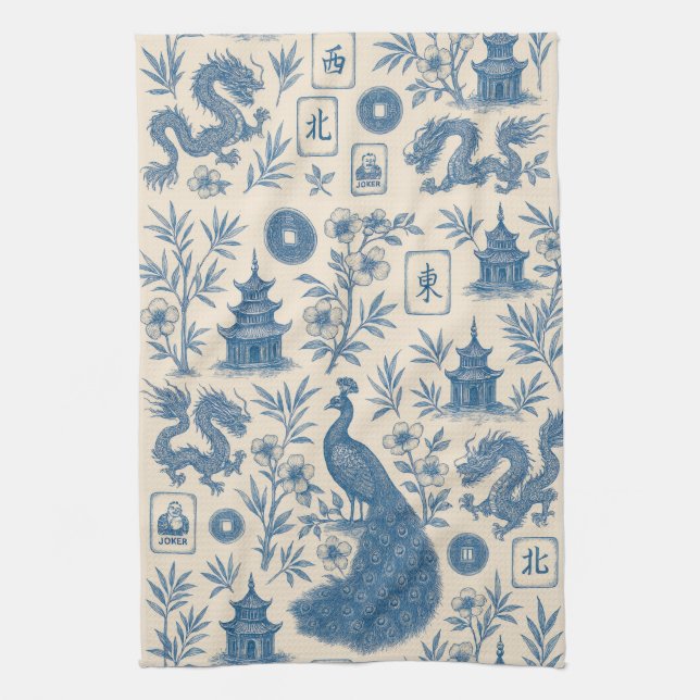 Paño De Cocina Stunning Mahjong Toile Kitchen Towel (Vertical)