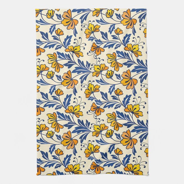 Paño De Cocina Stunning Seamless Pattern of Flowers and Leaves (Vertical)