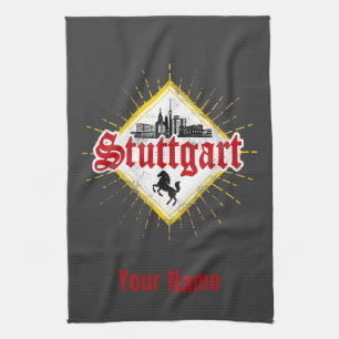 Paño De Cocina Stuttgart City Alemania Retro Skyline Vintage