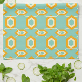 Paño De Cocina Stylized geometric pattern in bold orange hexagon