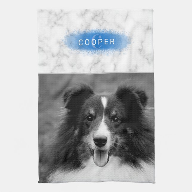 Paño De Cocina Su foto Personalizado y su textura falsa de mármol (Vertical)