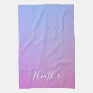 Paño De Cocina Su nombre o palabra Gradiente rosa y azul violet