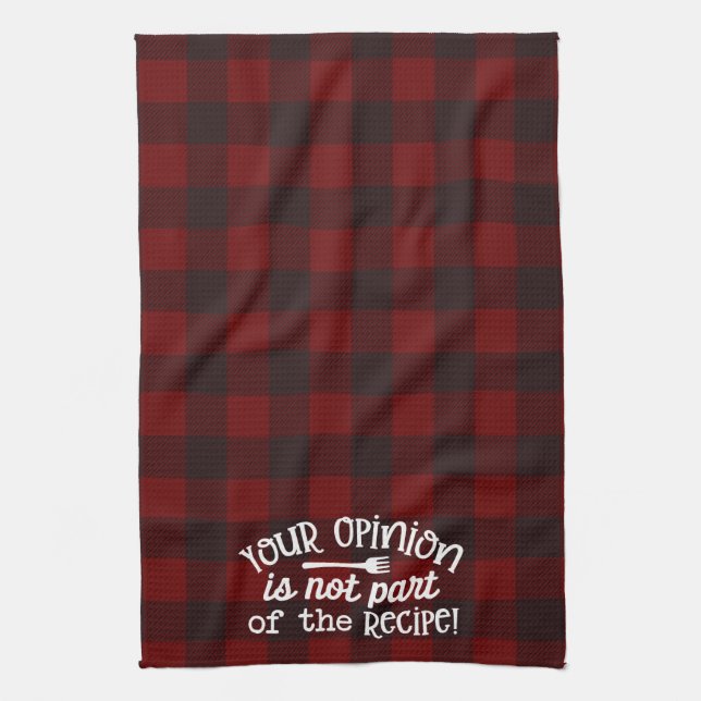 Paño De Cocina Su receta de opinión Flannel rojo y negro (Vertical)