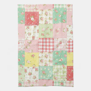 Paño De Cocina Suave Floral Patchwork Cuadro Pastel Suave