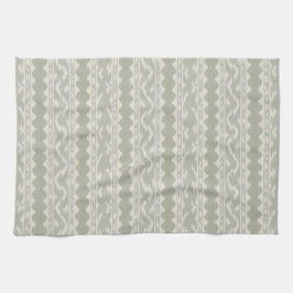 Paño De Cocina Suave Ikat de Salvia, Aspecto Tejido de Crema
