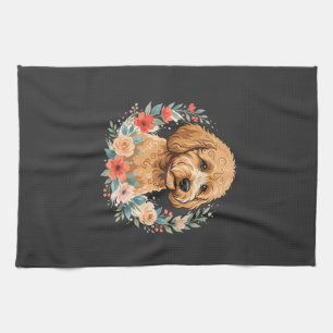 Paño De Cocina Sublimación Redonda de Perro Floral