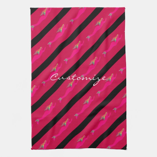 Paño De Cocina submarinas rosadas en alza (Vertical)