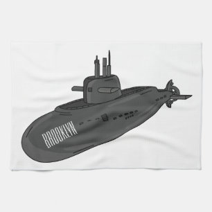 Paño De Cocina Submarine cartoon illustration 