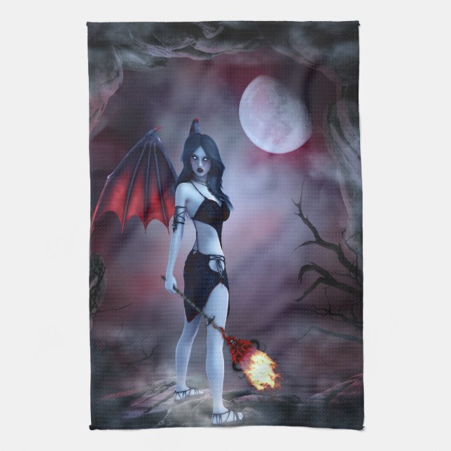 Paño De Cocina Succubus de fuego lunar (Vertical)