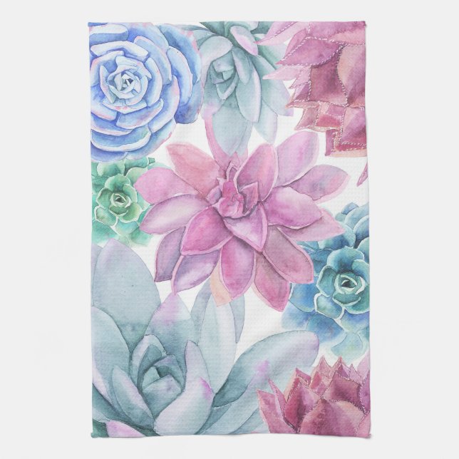 Paño De Cocina Suculentas Modas modernas Fiesta Jardín Blanco Flo (Vertical)