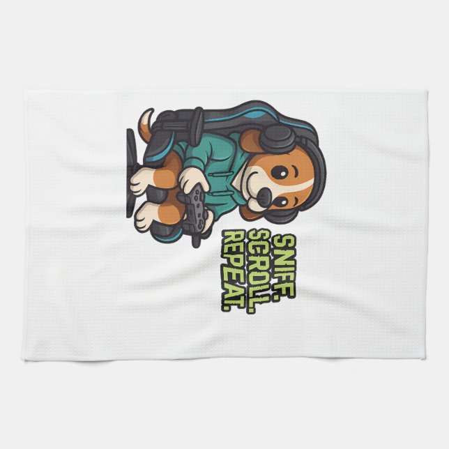 Paño De Cocina Sudadera con capucha de dibujos animados de beagle (Horizontal)